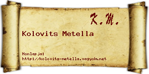 Kolovits Metella névjegykártya