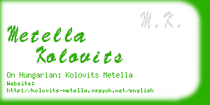 metella kolovits business card